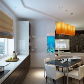 Bright lights over the dining table