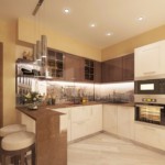 Bucătărie în colț cu bar pentru micul dejun