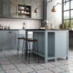 Kitchen island with gray facades