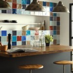 Pendant lights above the bar