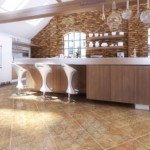 Brick wall in the interior of the kitchen