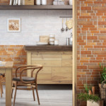 Wooden chair with armrests in the kitchen