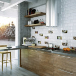 Round hood in the kitchen without hanging cabinets