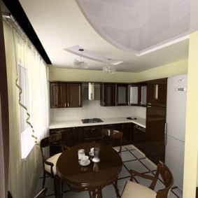 Teto de cozinha de dois níveis em estilo moderno