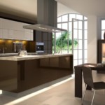 T-campana sobre la isla de la cocina