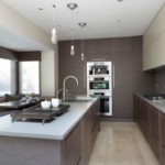 Cocina con isla en una casa de campo