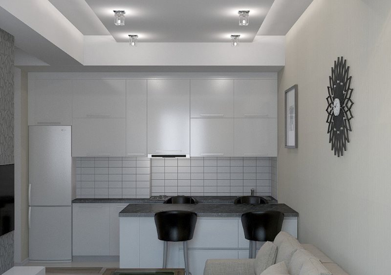 Design minimalista da sala de cozinha