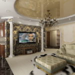 ψευδοροφή με ψευδοροφή στην κουζίνα-καθιστικό