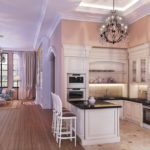 ευρύχωρο σαλόνι-κουζίνα με λευκό πιάνο