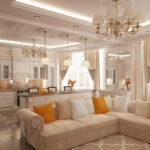 πολύχρωμα μαξιλάρια σε γωνιακό καναπέ