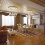 Χαλιά στο εσωτερικό ενός κλασικού σαλόνι-κουζίνα