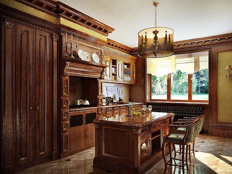 Set solid din lemn masiv în stil englezesc