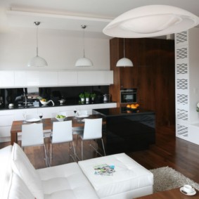 White furniture on a dark brown floor