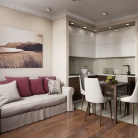 Zoning of the kitchen-living room flooring