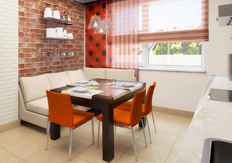 Conception de cuisine de taille moyenne avec des éléments de loft