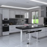 Barra de bar de piedra negra