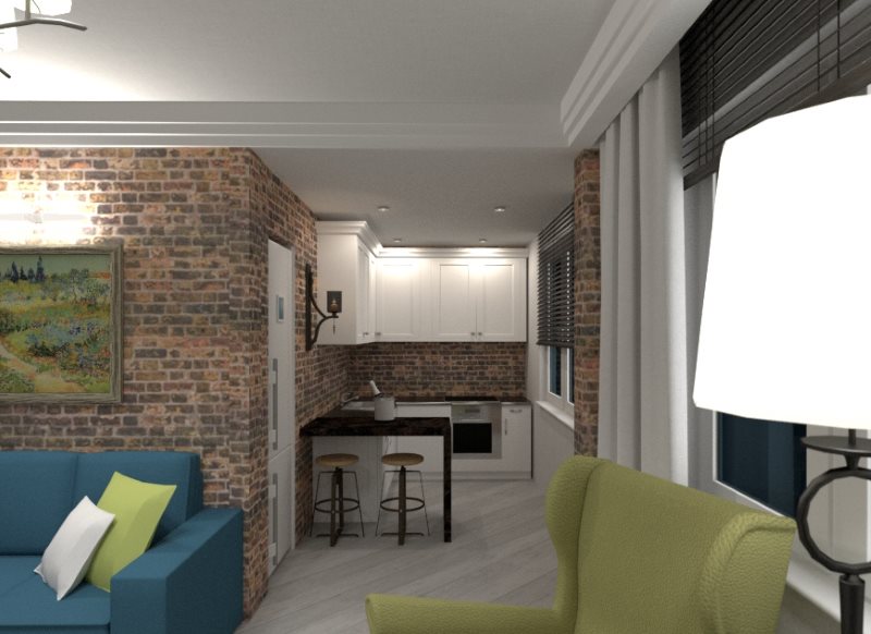 Design de uma sala de cozinha em estilo industrial