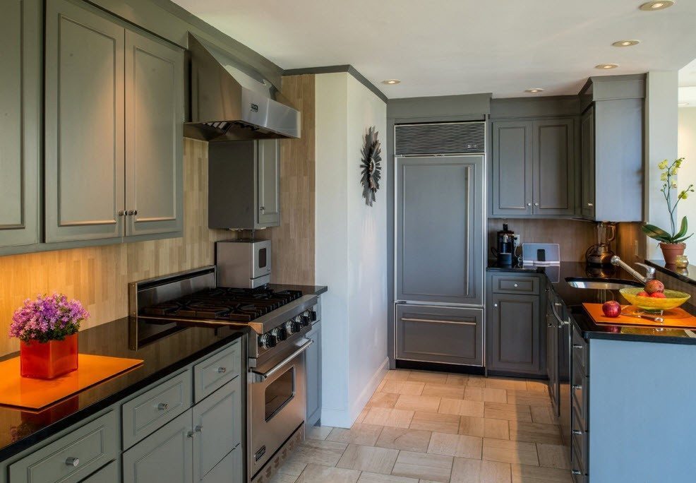 Ceramic kitchen floor with matte finish