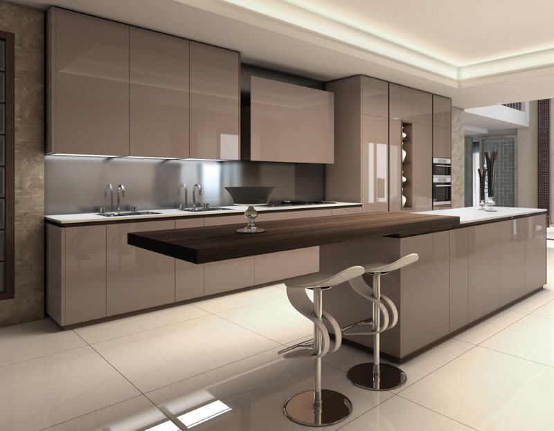 Bucătărie minimalistă Cappuccino Linear