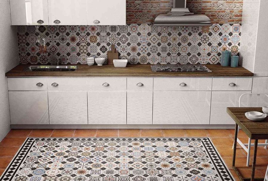 Mosaic ceramic kitchen floor