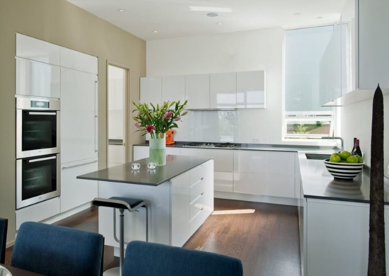 The working area of the kitchen-living room with an area of 16 sq m