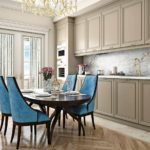 Chaises de cuisine rembourrées turquoise