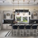 Conception d'une cuisine-salle à manger aux couleurs gris-noir