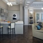 Éclairage de la cuisine-salon avec un bar