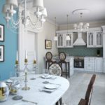 Table de cuisine avec de la porcelaine