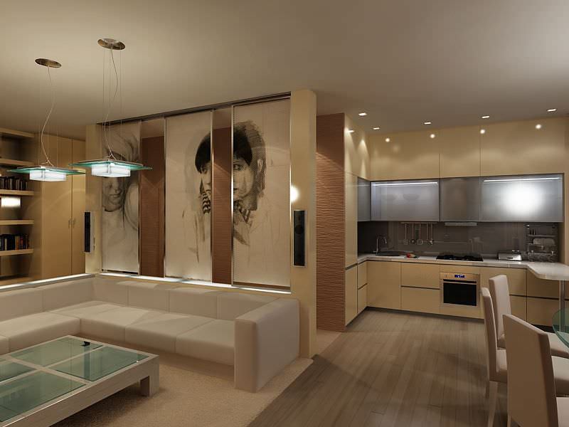 Iluminação da sala de cozinha em Khrushchev