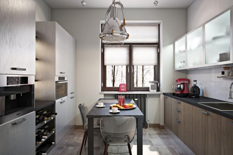 Projeto de cozinha com área de 9 m2 com planta dupla