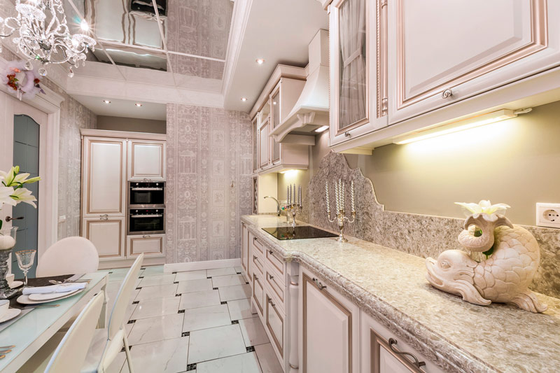 Kitchen design with patina on the facades