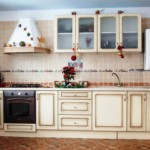 Corner kitchen with tiled wall