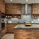 Imitation wood kitchen facades