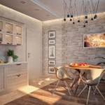 Kitchen design with tile on the wall.