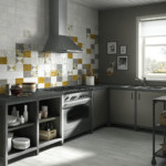 Colorful Tile in a Gray Kitchen