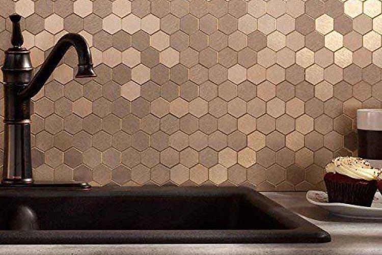 Hexagonal copper ceramic tile