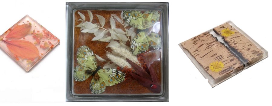 Decorative glass tile with filling