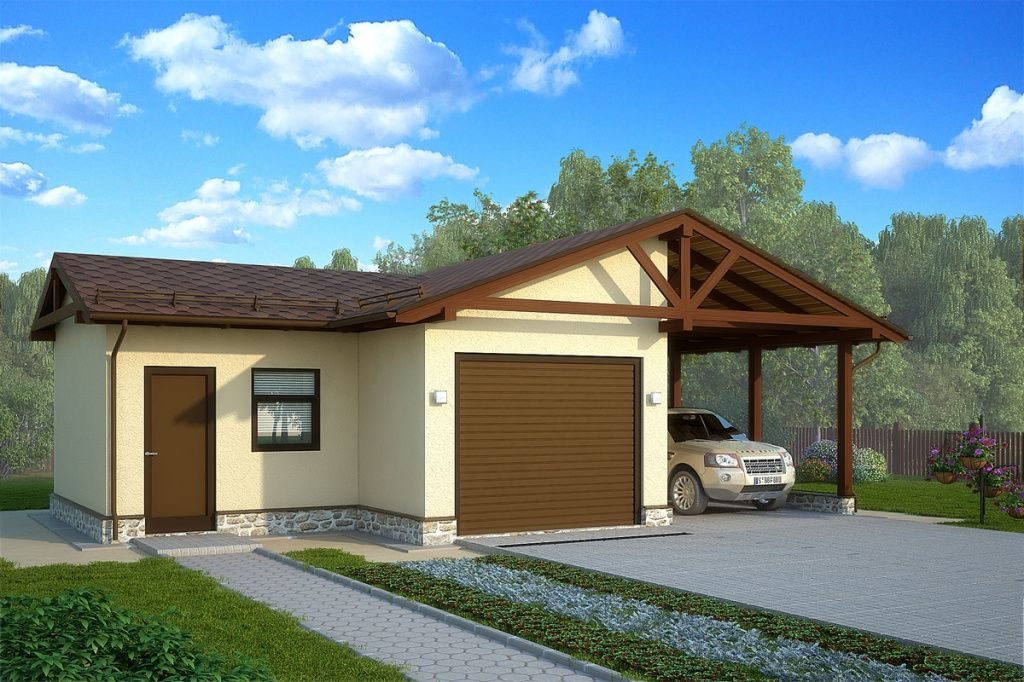 Σχεδιασμός έργου μιας καλοκαιρινής κουζίνας με ένα carport