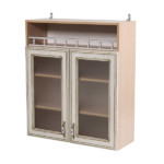 Double-winged kitchen module with glass inserts