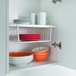 Lattice shelf inside a hanging cabinet