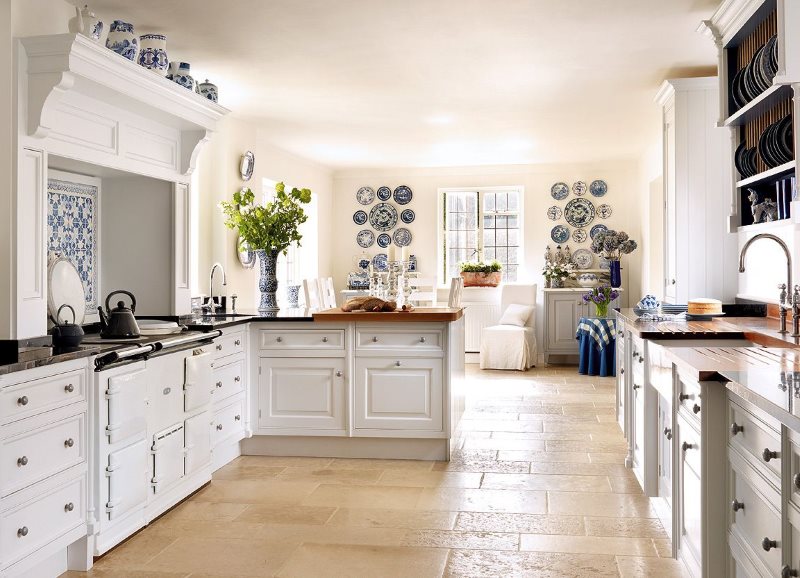 Керамични настилки в селска кухня