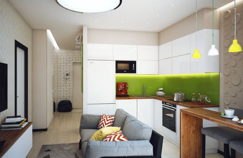 Sudut terletak di ruang tamu dapur dengan sofa