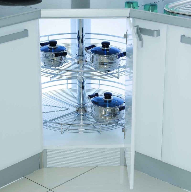 Éclairage de la section d'angle du casque avec des étagères rotatives