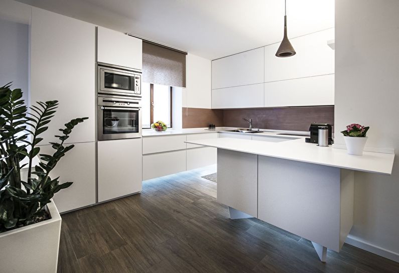 Thiết kế nhà bếp hiện đại với mặt tiền nhẵn