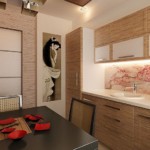 Assiettes rouges sur la table de la cuisine