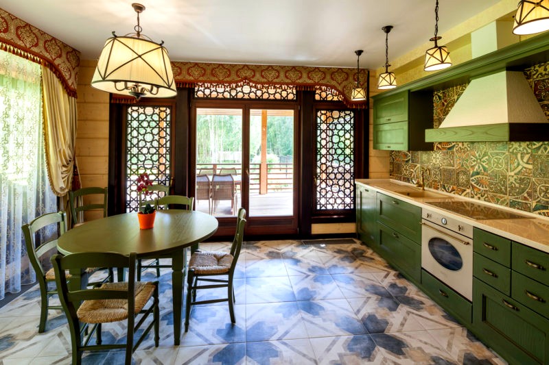 Cocina de estilo oriental verde