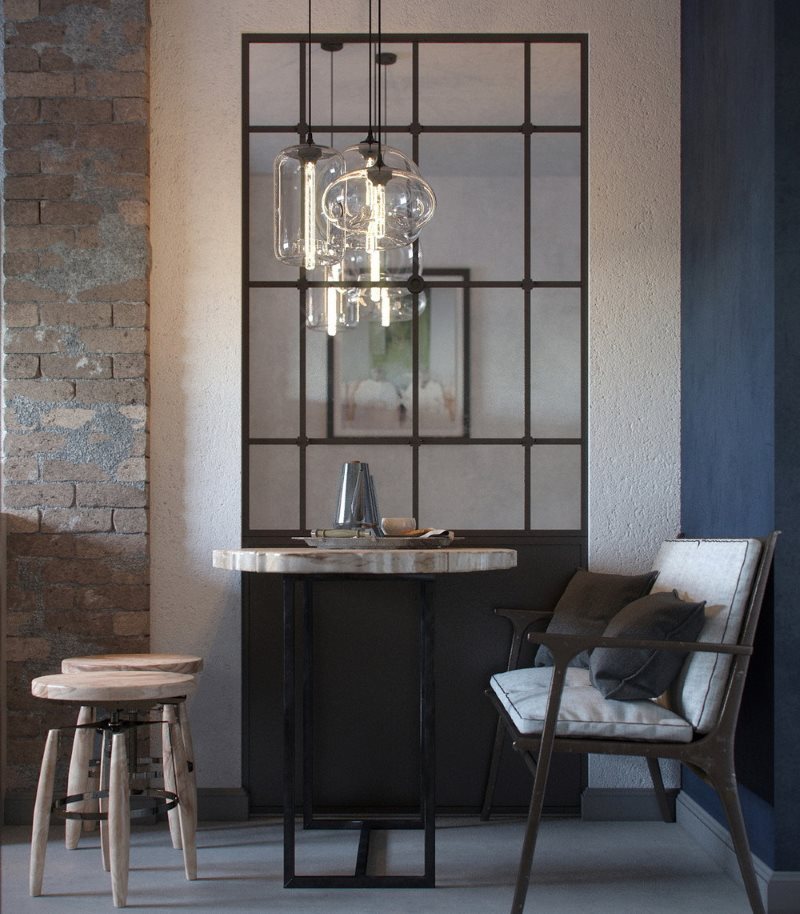 Lámpara de cocina vintage con divisor de espejo