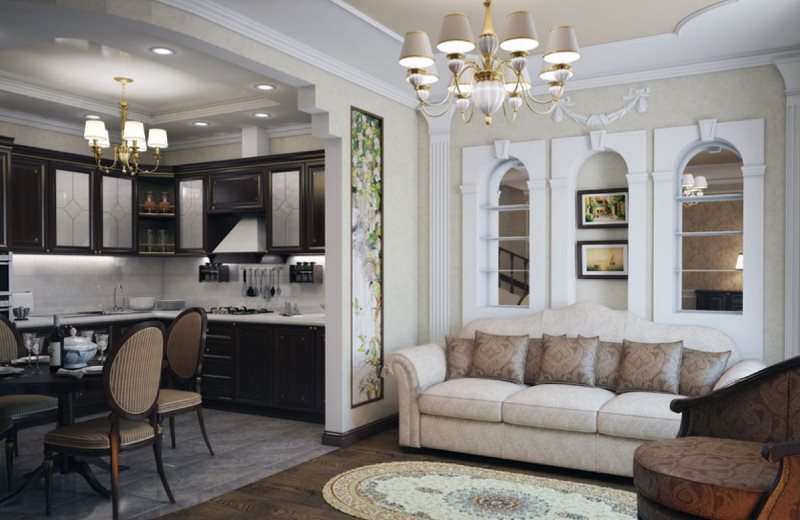 Ζώνη του δαπέδου κουζίνας-σαλόνι