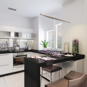 การออกแบบห้องครัวขนาดเล็กพร้อมบาร์อาหารเช้า